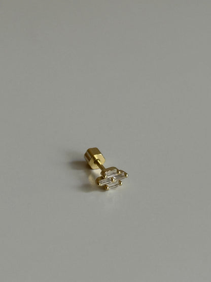 Gold Rengi Taşlı 925 Ayar Gümüş Piercing