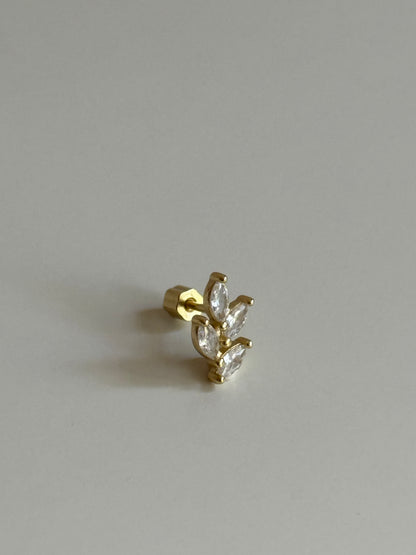 Gold Rengi Yaprak Model 925 Ayar Gümüş Piercing
