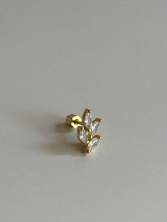 Gold Rengi Yaprak Model 925 Ayar Gümüş Piercing