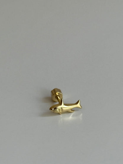 Gold Rengi Balık Figürlü 925 Ayar Gümüş Piercing