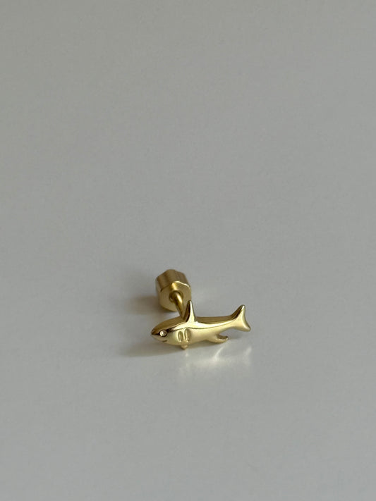 Gold Rengi Balık Figürlü 925 Ayar Gümüş Piercing