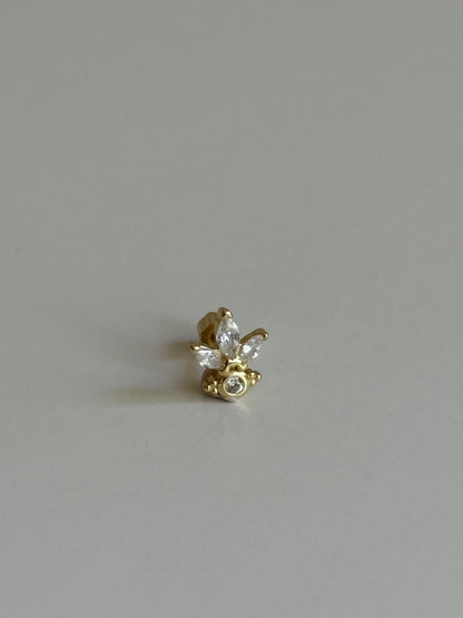 Gold Rengi Taşlı 925 Ayar Gümüş Piercing
