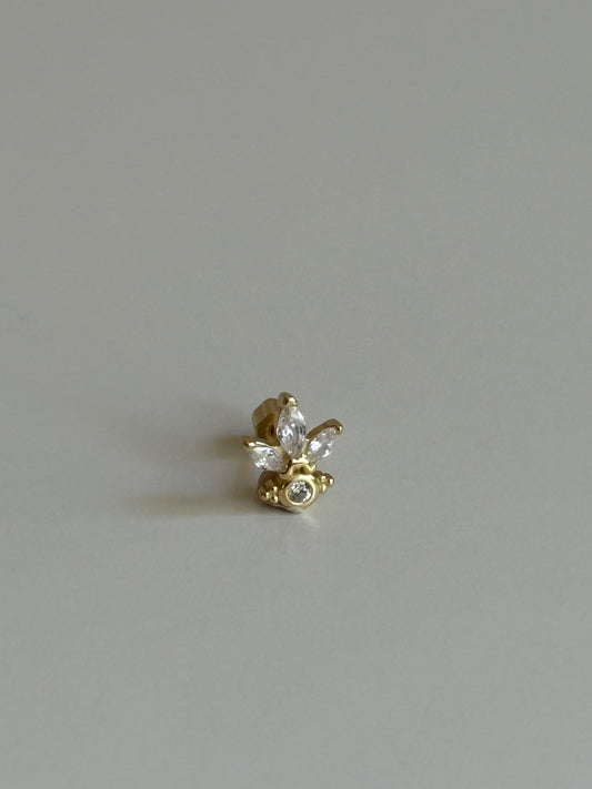 Gold Rengi Taşlı 925 Ayar Gümüş Piercing