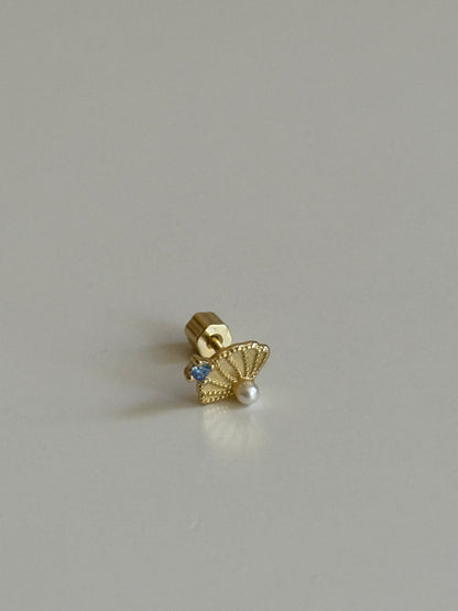 Gold Rengi Yelpaze Model 925 Ayar Gümüş Piercing