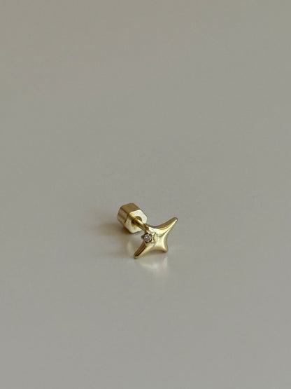 Gold Rengi Taşlı Parıltı Model 925 Ayar Gümüş Piercing