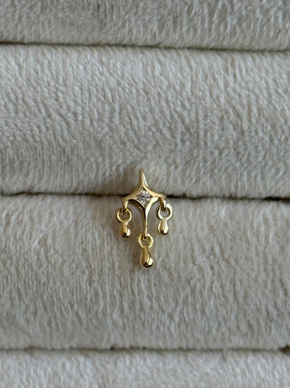 Gold Rengi Sallantılı 925 Ayar Gümüş Piercing
