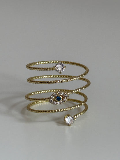 Gold Rengi Göz Model Kadın Spiral Yüzük