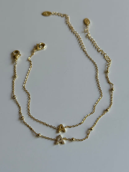 Gold Rengi İkili Harf Bileklik