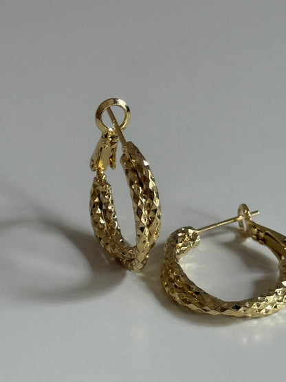 Gold Rengi İki Sıra Kadın Halka Küpe