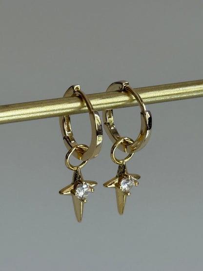 Gold Rengi Kutup Yıldızı Sallantılı Kadın Küpe