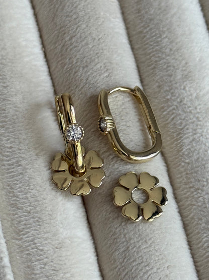 Gold Rengi Çiçek Model Xupıng Kadın Küpe