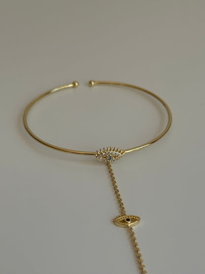Gold Rengi Göz Model Kelepçe Bileklik Şahmeran