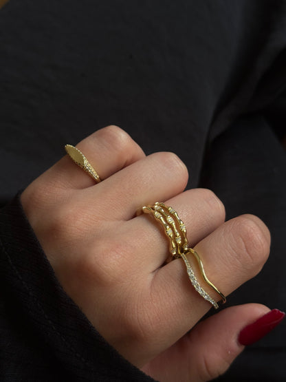 Gold Rengi Taşlı Kadın Serçe Parmak Yüzük