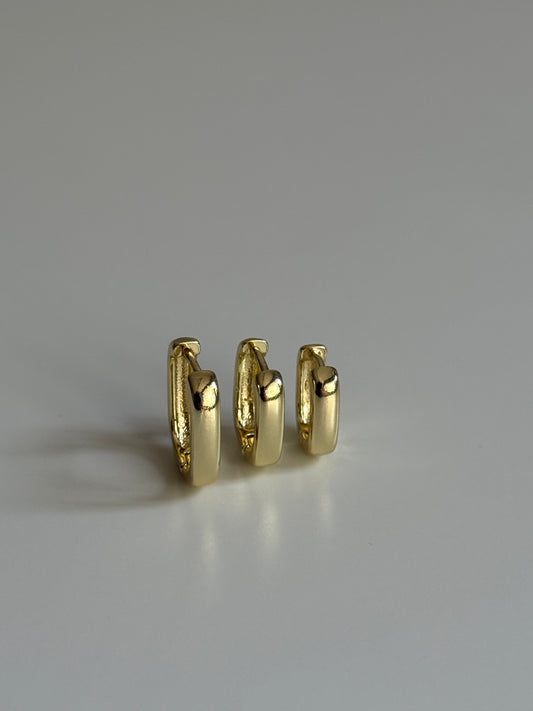Gold Rengi Elips Model Üçlü Set Küpe