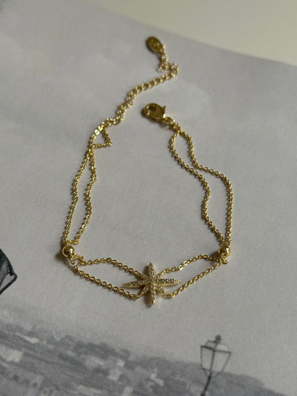 Gold Rengi Kutup Yıldızı Model İki Sıra Kadın Bileklik