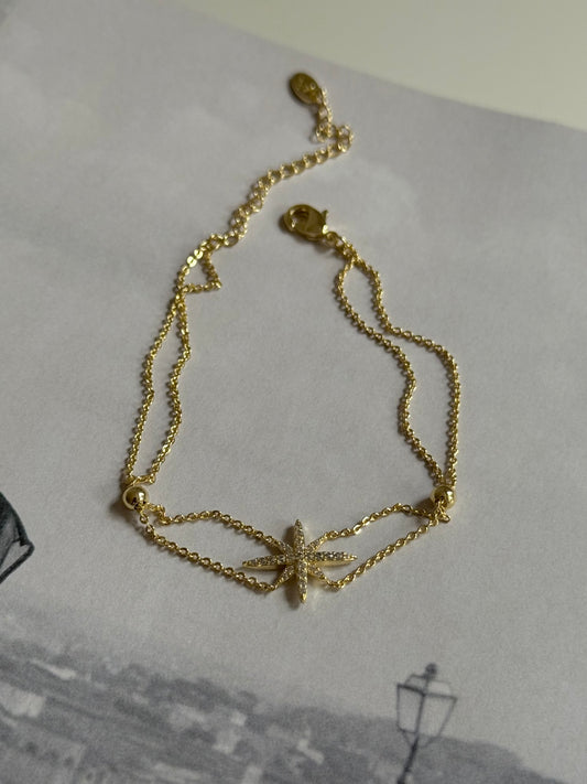 Gold Rengi Kutup Yıldızı Model İki Sıra Kadın Bileklik