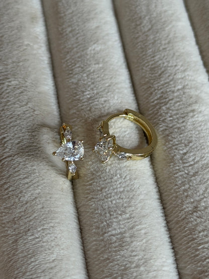 Gold Rengi Taşlı Halka Model Xupıng Kadın Küpe