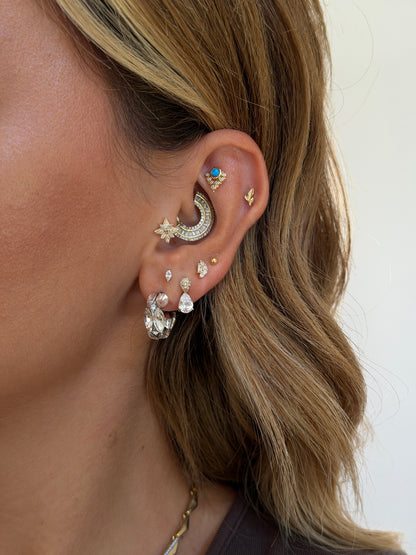 Gold Rengi Yaprak Model 925 ayar Gümüş Piercing