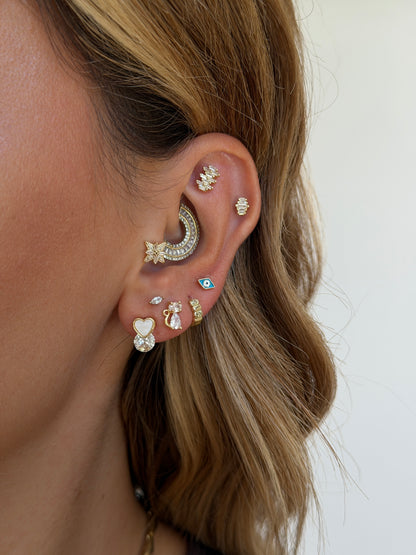Gold Rengi Taşlı 925 Ayar Gümüş Piercing