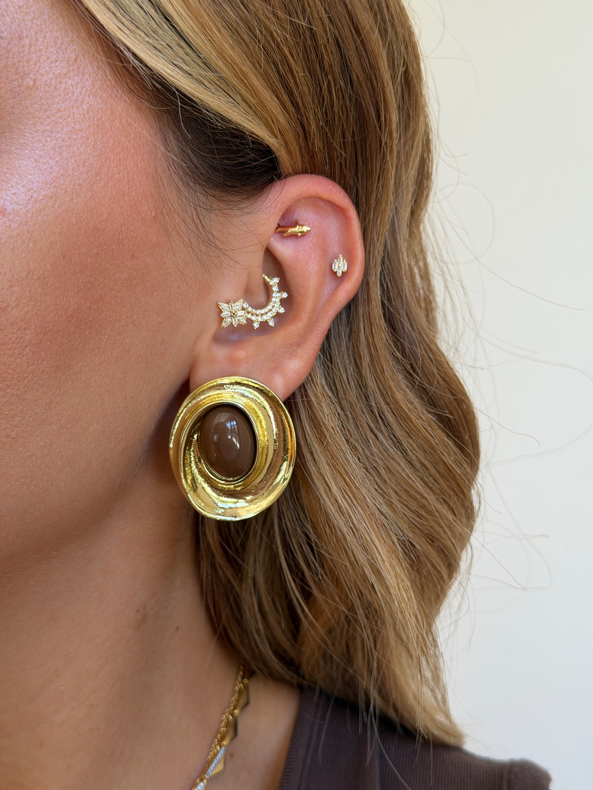 Gold Rengi Balık Figürlü 925 Ayar Gümüş Piercing