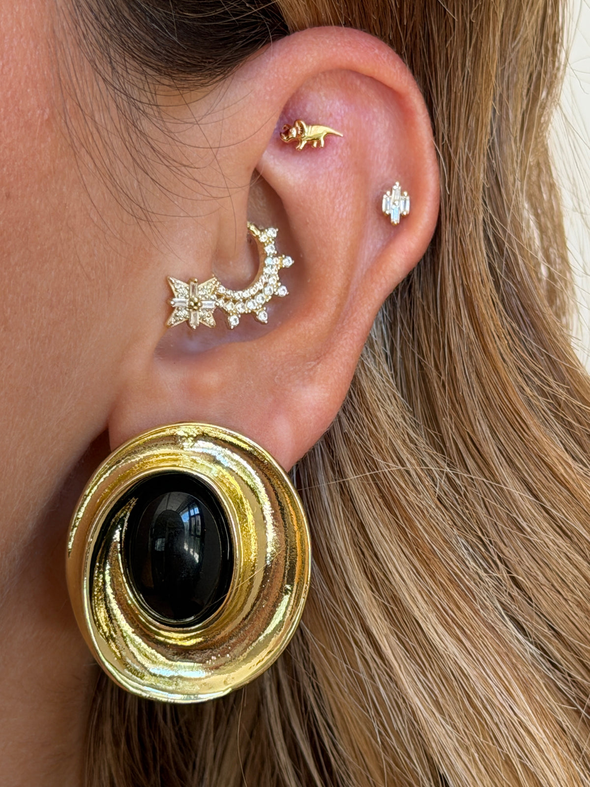 Gold Rengi Hayvan Figürlü 925 Ayar Gümüş Piercing