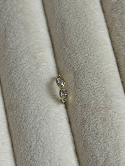 Gold Rengi İkili Damla Taşlı Xupıng Kadın Piercing