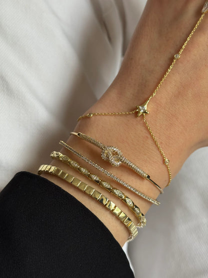 Gold Rengi Düğüm Model İki Sıra Kadın Kelepçe Bileklik