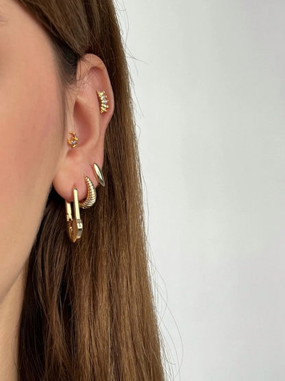 Mor Taşlı Gold Rengi Ay-Yıldız Piercing