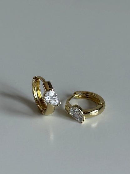 Gold Rengi Tek Damla Taş Xupıng Kadın Küpe