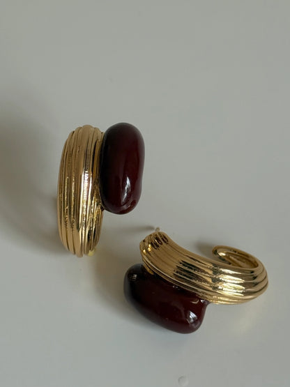 Gold Rengi Renkli İkili Halka Kadın Küpe