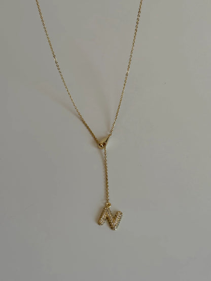 Gold Rengi Damla Detay Asansörlü Harf Kadın Kolye