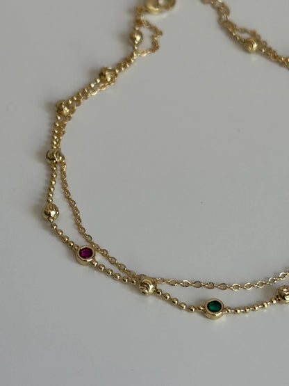 Gold Rengi Renkli Taşlı Dorika Model Kadın Halhal