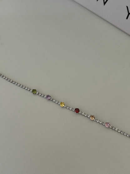 Renkli Zirkon Taşlı Suyolu Kadın Bileklik