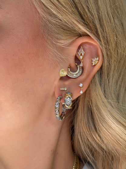 Mix Renk Çarpı Detaylı Kadın Halka Küpe