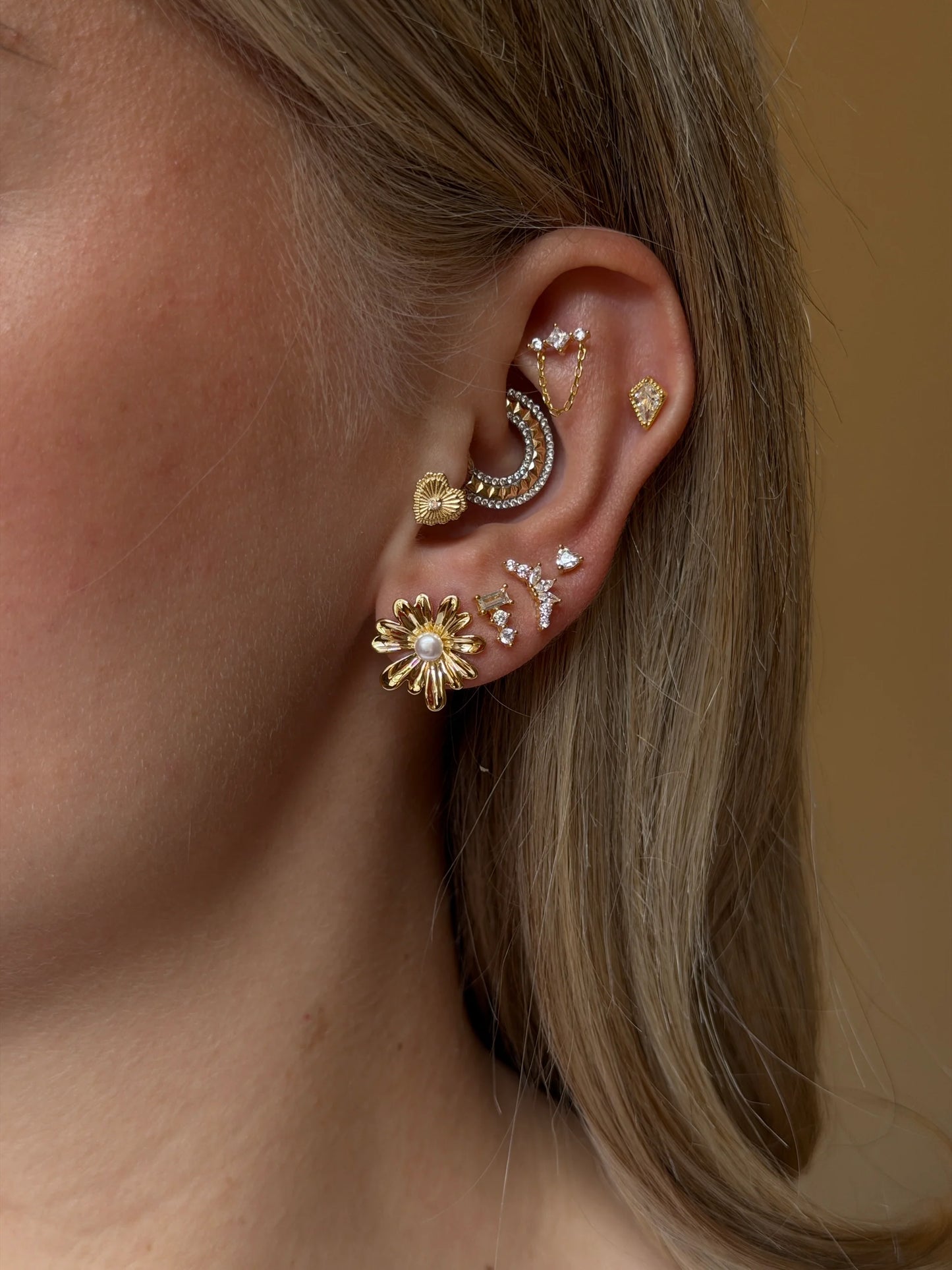 Gold Rengi 925 Ayar Gümüş Piercing