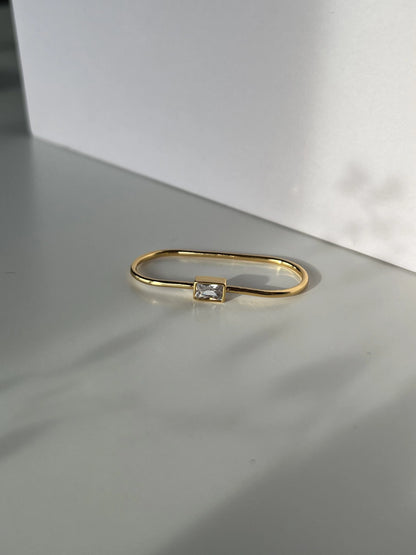 Gold Rengi Zirkon Taşlı Geniş Yüzük