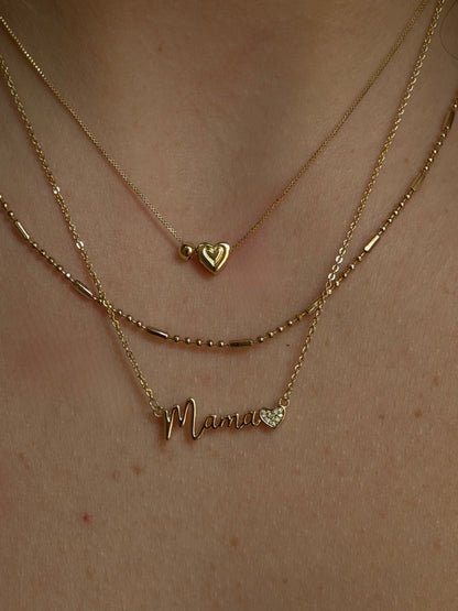 Gold Rengi Kalp Detaylı (Mama Yazılı) Kadın Kolye