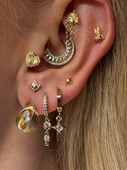 Gold Rengi 925 Ayar Gümüş Piercing