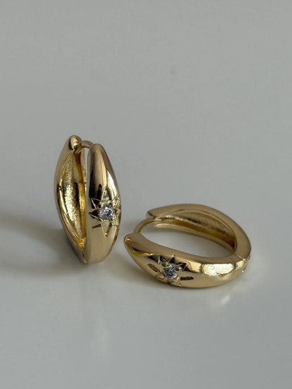 Gold Rengi Kutup Yıldızı Desenli Kadın Küpe