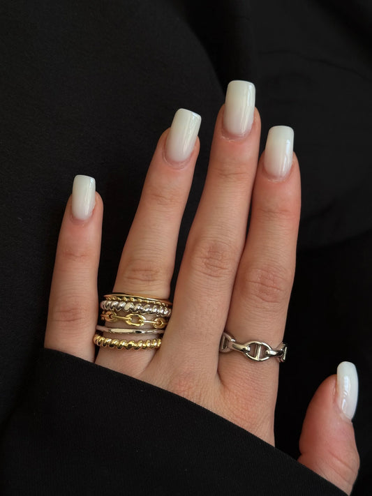 Mix Renk Beş Sıra Burgu Model Kadın Yüzük