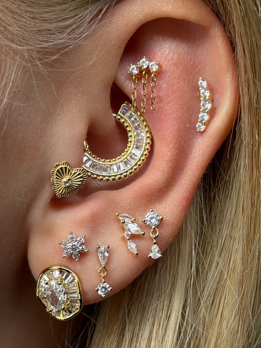 Gold Rengi 925 Ayar Gümüş Daith Piercing