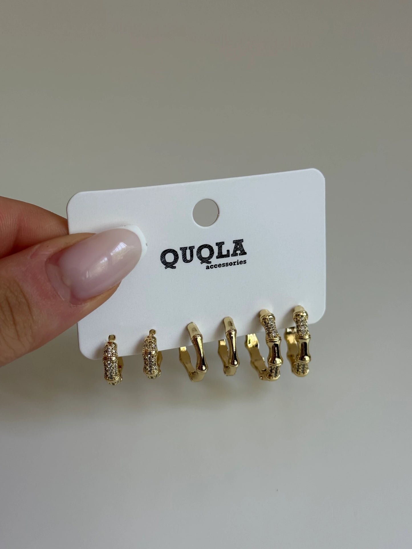 Gold Rengi Halka Kemik Model Set Küpe