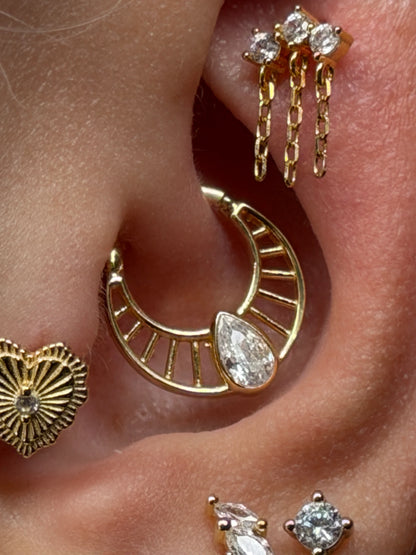 Gold Rengi 925 Ayar Gümüş Daith Piercing