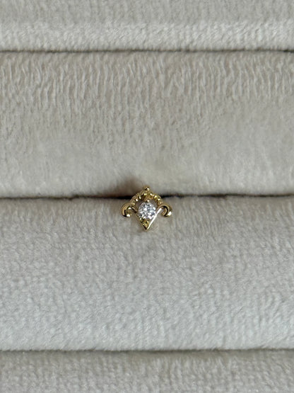 Gold Rengi 925 Ayar Gümüş Piercing