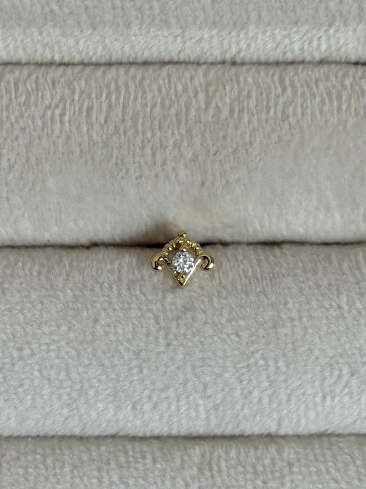 Gold Rengi 925 Ayar Gümüş Piercing