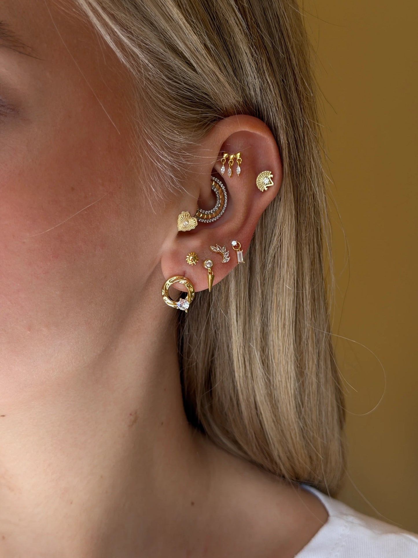 Gold Rengi 925 Ayar Gümüş Piercing