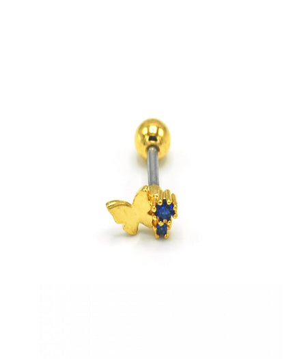 Lacivert Taşlı Gold Rengi Kelebek Piercing