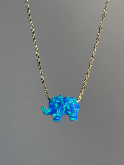 Gold Rengi Zincirli Opal Taşlı Fil Model Kadın Kolye