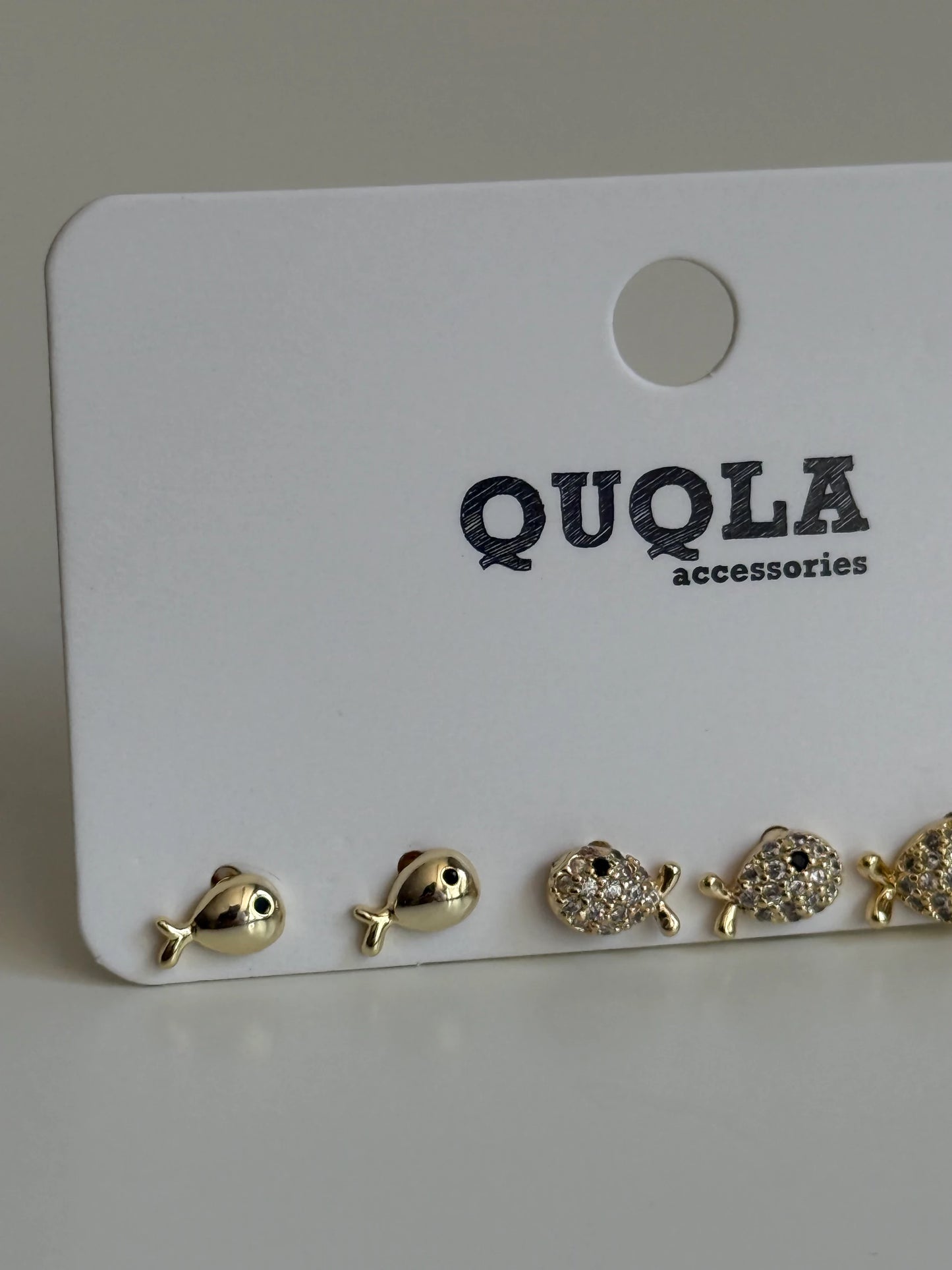 Gold Rengi Balık Model Set Küpe
