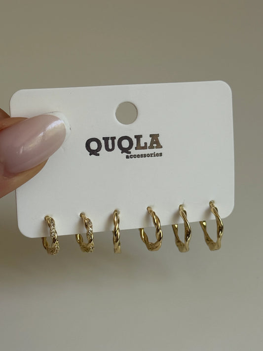 Gold Rengi Burgu Model Set Küpe